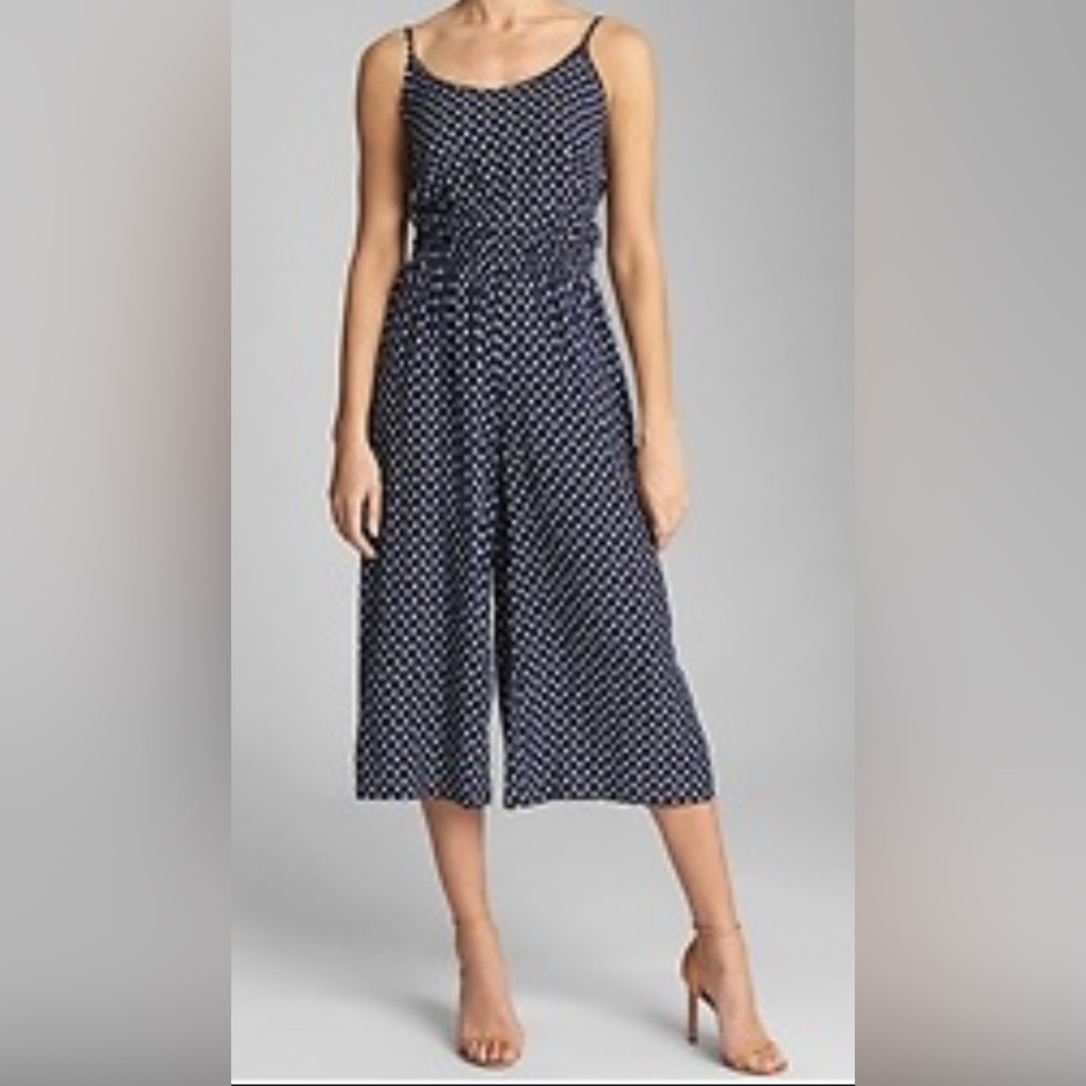 GAP Navy and White Geometric Jumpsuit Romper - size XXL - NWT - Elastic Waist
